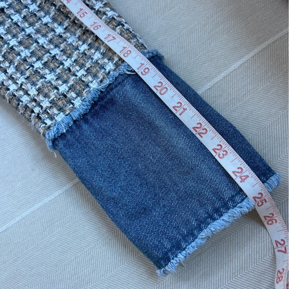Nanette Lepore Frayed Tweed Denim Trim Jacket Blazer - Picture 13 of 16